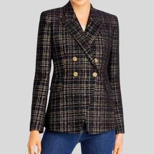 ELIE TAHARI Women's Jezebel Metallic Black / Gold Blazer Size 10